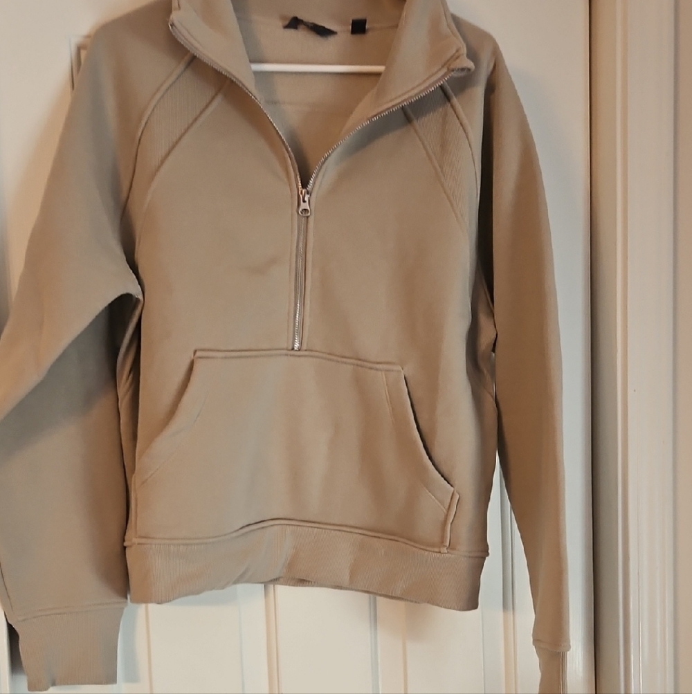 Danskin Beige Half-Zip Pullover Sweatshirt